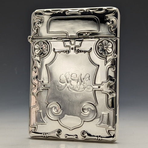 1908 British antique pure silver (925 silver) card case 63g Crisford and Norris
